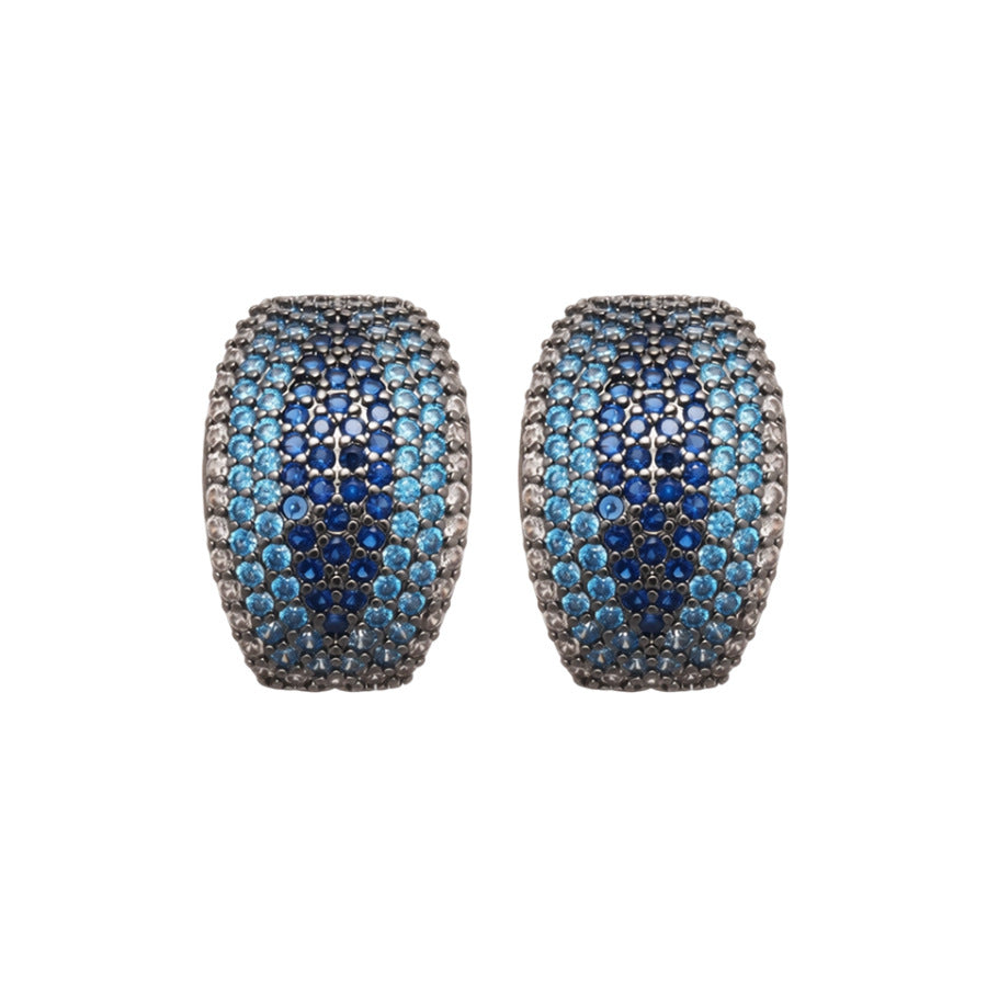 Orecchini a perno geometrici vintage a forma di C in zircone da donna in acciaio inossidabile con base in rame