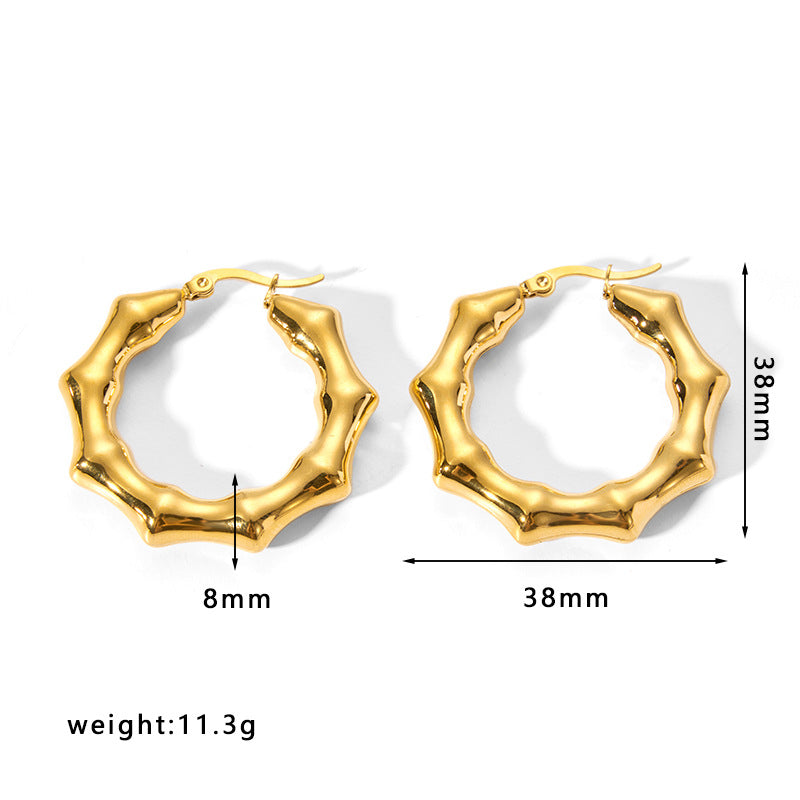 Minimalist Geometric Hollow Stainless Steel Earrings for Women with Plated Finish