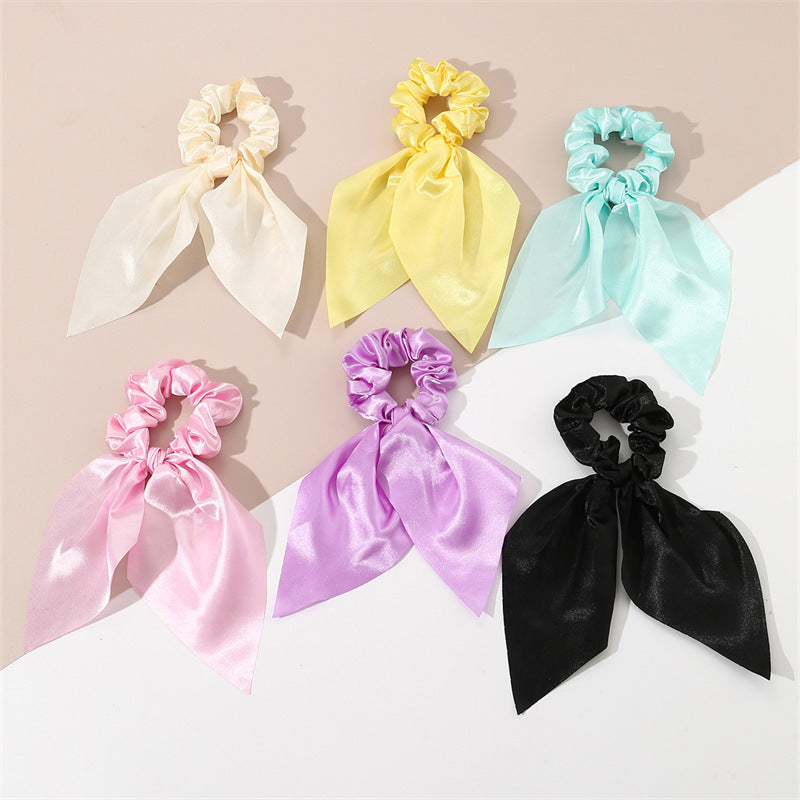 Bonito lazo de tela estilo francés con diseño en forma de U para sujetar el cabello en coletas para niñas, color sólido