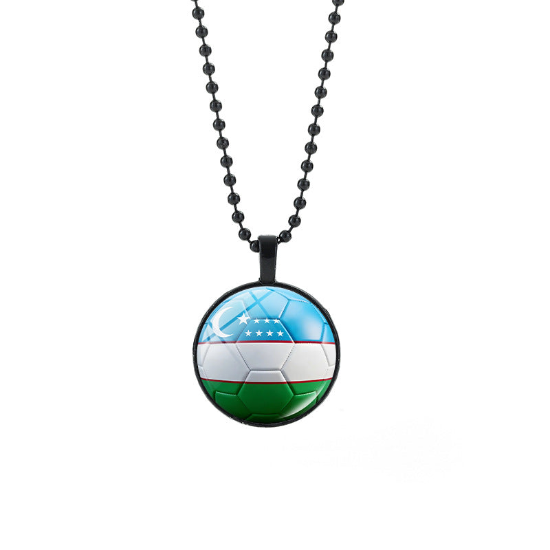 Collana Unisex Casual con Pendente Rotondo Geometrico di Cristallo e Catena a Sfera Placcata in Lega