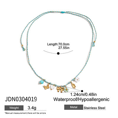 Elegante Collana in Acciaio Inossidabile Placcato con Motivo Floreale Geometrico e Ciondolo in Acciaio al Titanio da Donna con Barretta per Charm Fai da Te
