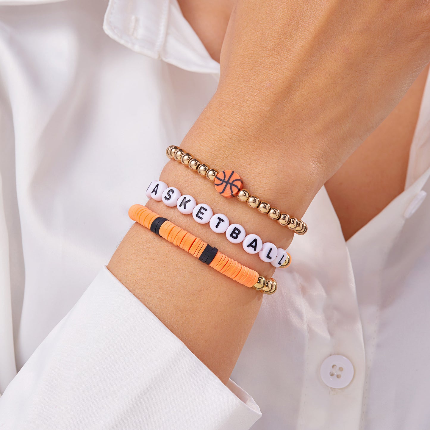 Casual Letter Acrylic Plated Bracelet Set