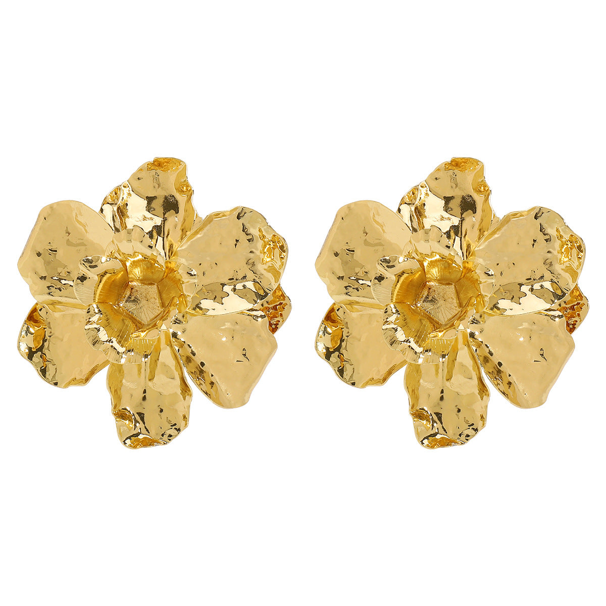 Pendientes de aro de metal geométricos para mujer con acabado galvanizado y diseño brillante irregular