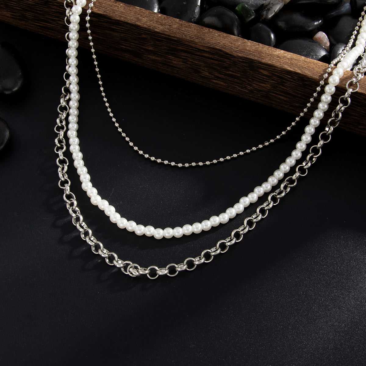 Sweet and Cool Style Cross Pendant Waist Chain for Women with Polished Metal Beads Multi-Layer Belt Jewelry