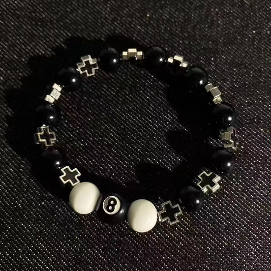 Geometric Round Cross Enamel Alloy Bracelet Unisex