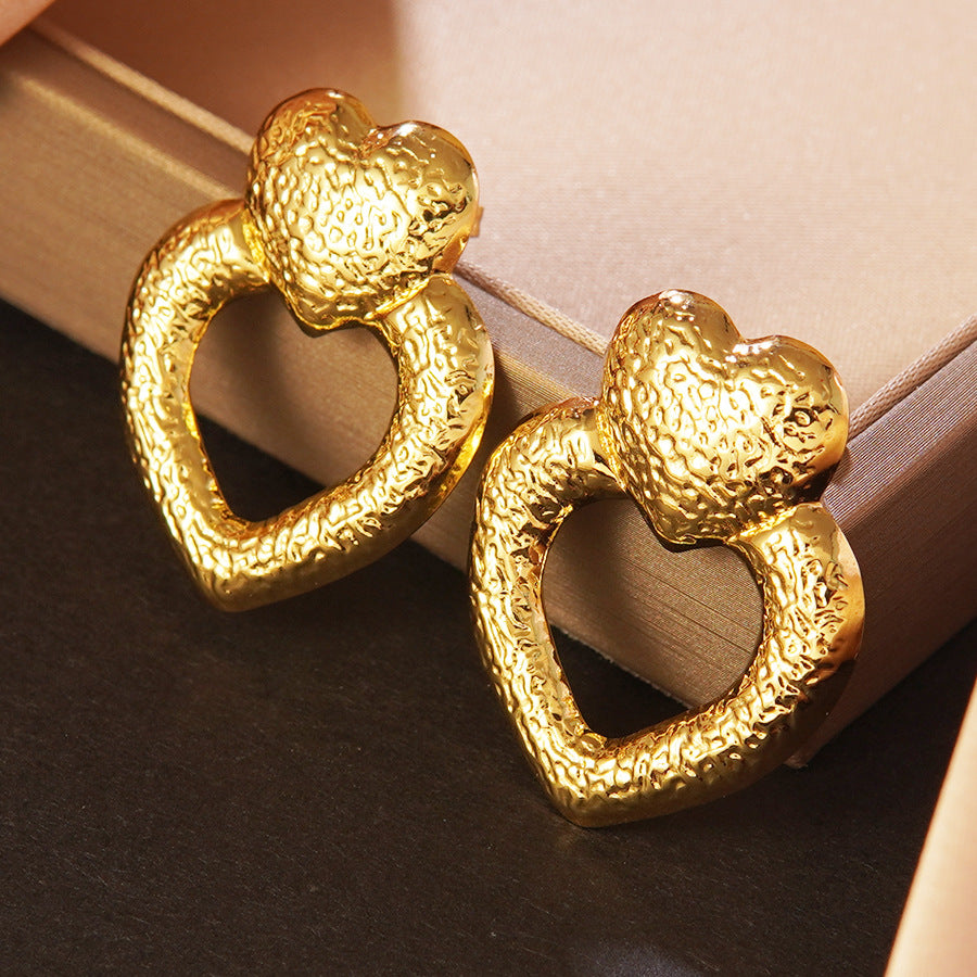 Luxury Elegant Heart Shaped Stainless Steel Earrings for Women