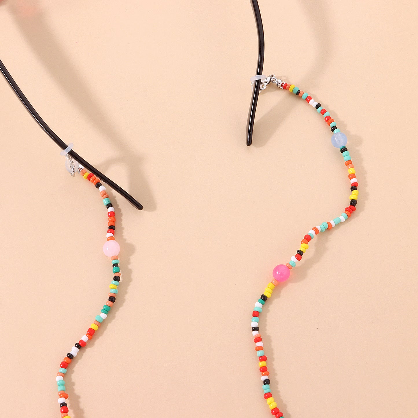 Candy Color Round Glass Beads Ball Chain Eyeglass Holder for Women