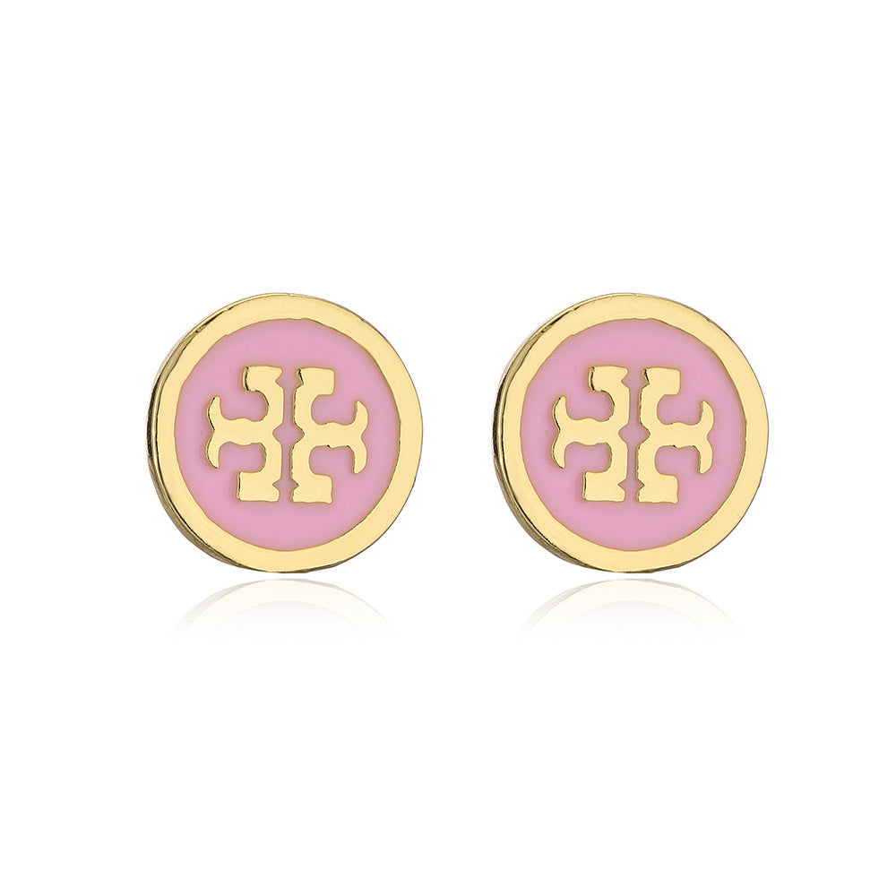 Orecchini a Perno da Donna Minimalisti Geometrici Irregolari Smaltati in Rame Placcato Oro 18K Stile Vintage