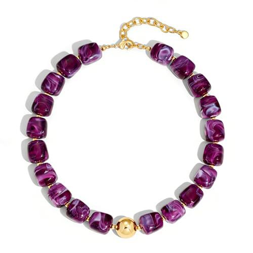 Casual Square Resin Polished Pendant Necklace for Women