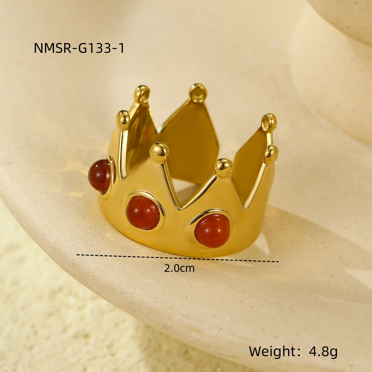 Anello minimalista a forma di corona in acciaio inossidabile placcato oro 18 carati con fascia aperta regolabile da donna