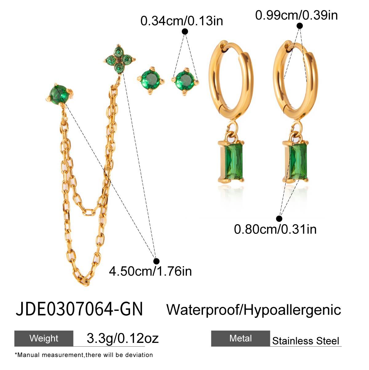Elegant Geometric Four-Leaf Clover PVD Gold Plated Stainless Steel Cubic Zirconia Earrings for Women
