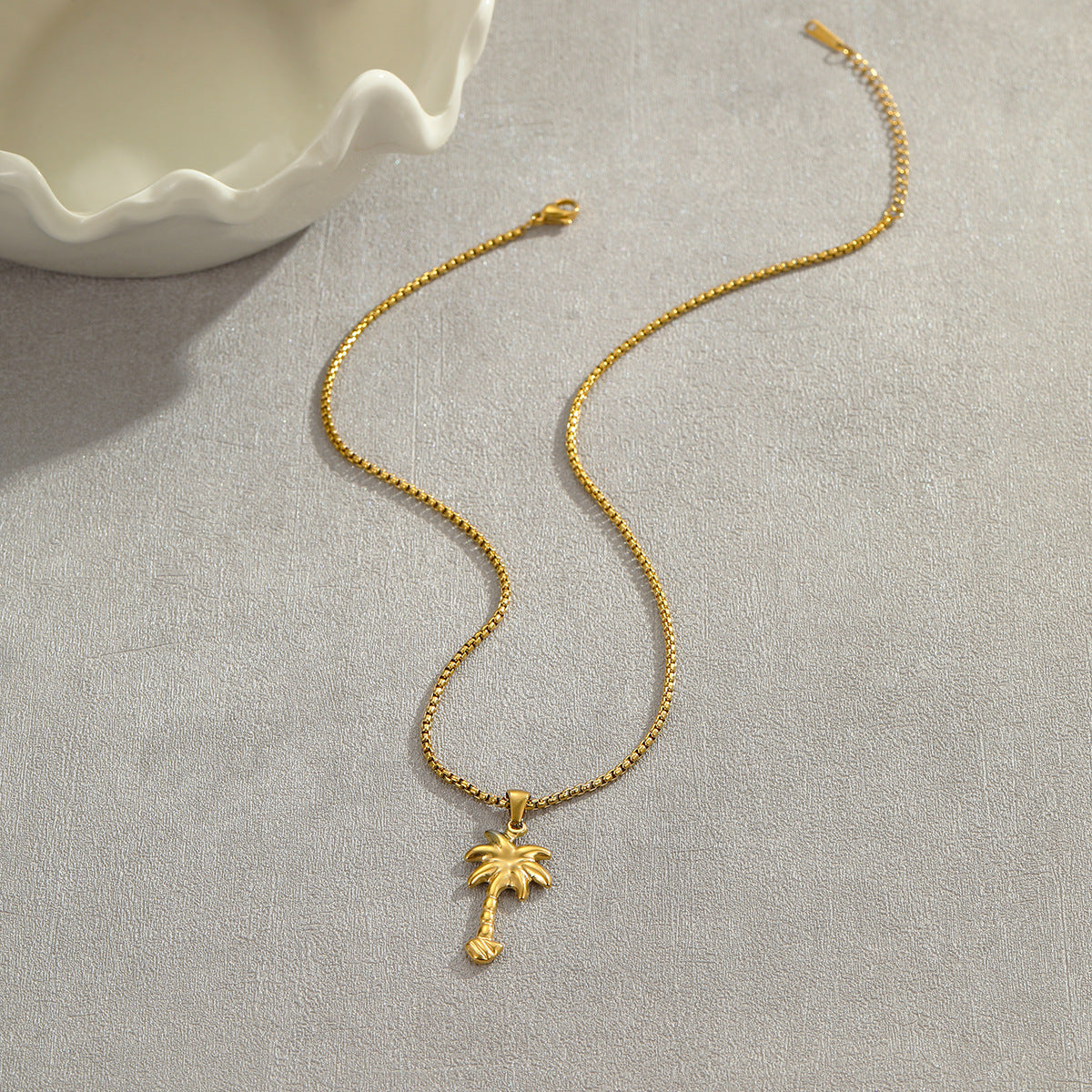 Collana da donna con ciondolo a coda di sirena e albero di cocco geometrico in acciaio inossidabile placcato oro 18 carati, stile moda OL