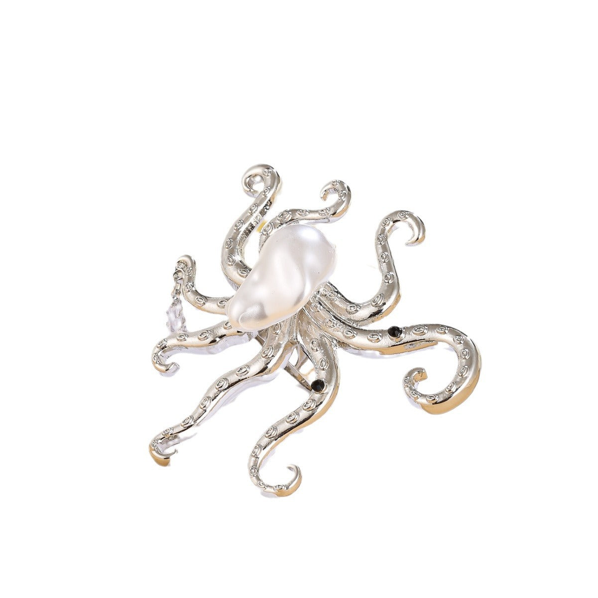 Anillo de pulpo acrílico retro Hip Hop con incrustaciones de diamantes para mujer, banda minimalista ajustable para el dedo índice
