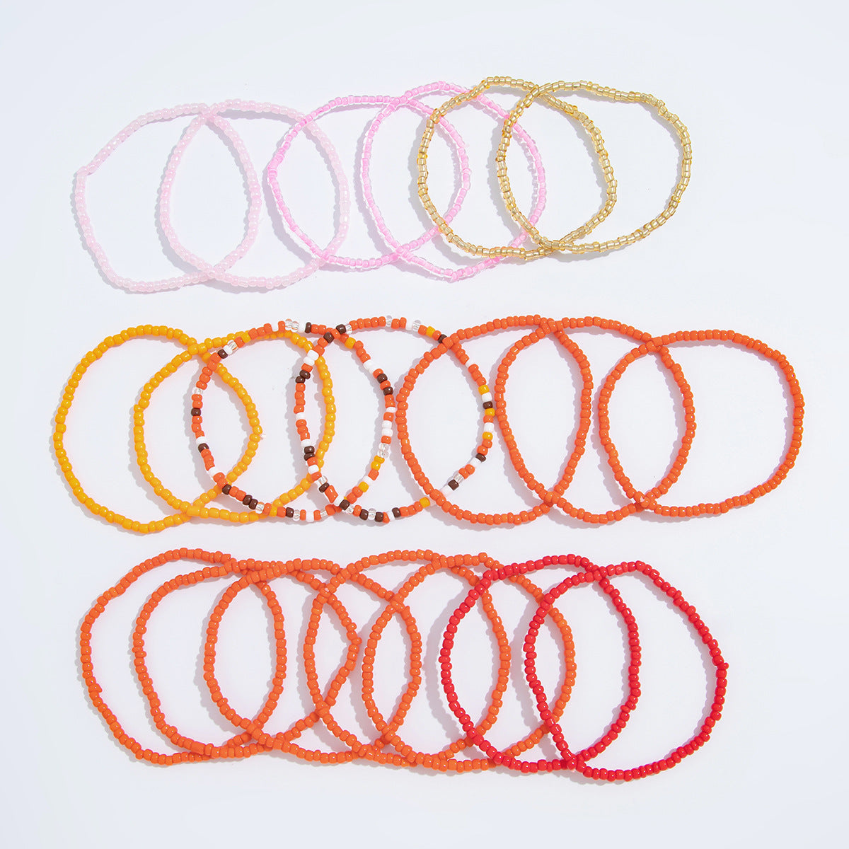 Ethnic Style Geometric Beaded Stretch Bracelet Set for Women with Resin Beads