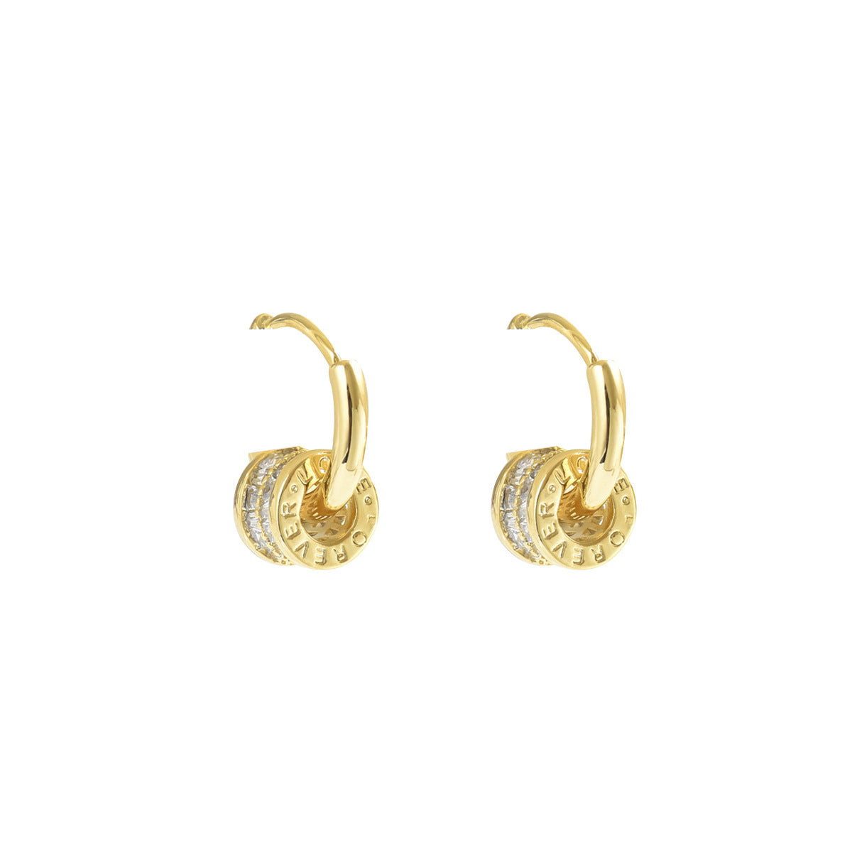 Orecchini a perno geometrici minimalisti in rame con intarsio di zirconi cubici da donna, stile fresco e dolce