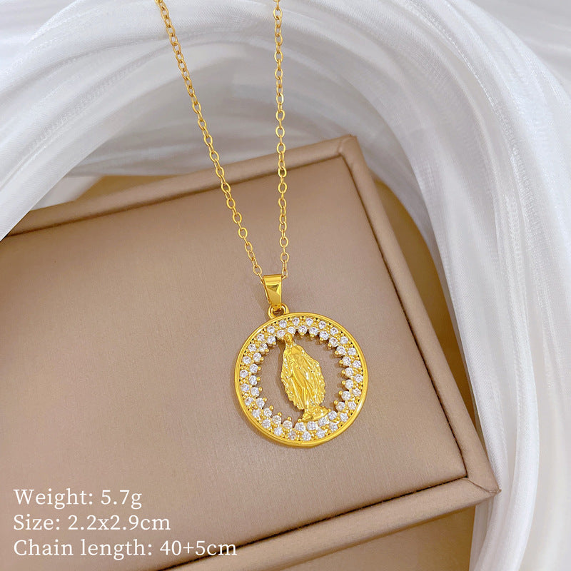 Sweet Minimalist Animal Shape Micro-Inlaid Cubic Zirconia Brass Pendant Titanium Steel Necklace for Unisex
