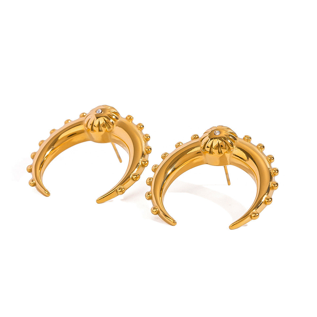 18K Gold Plated Moon Stainless Steel Earrings for Women