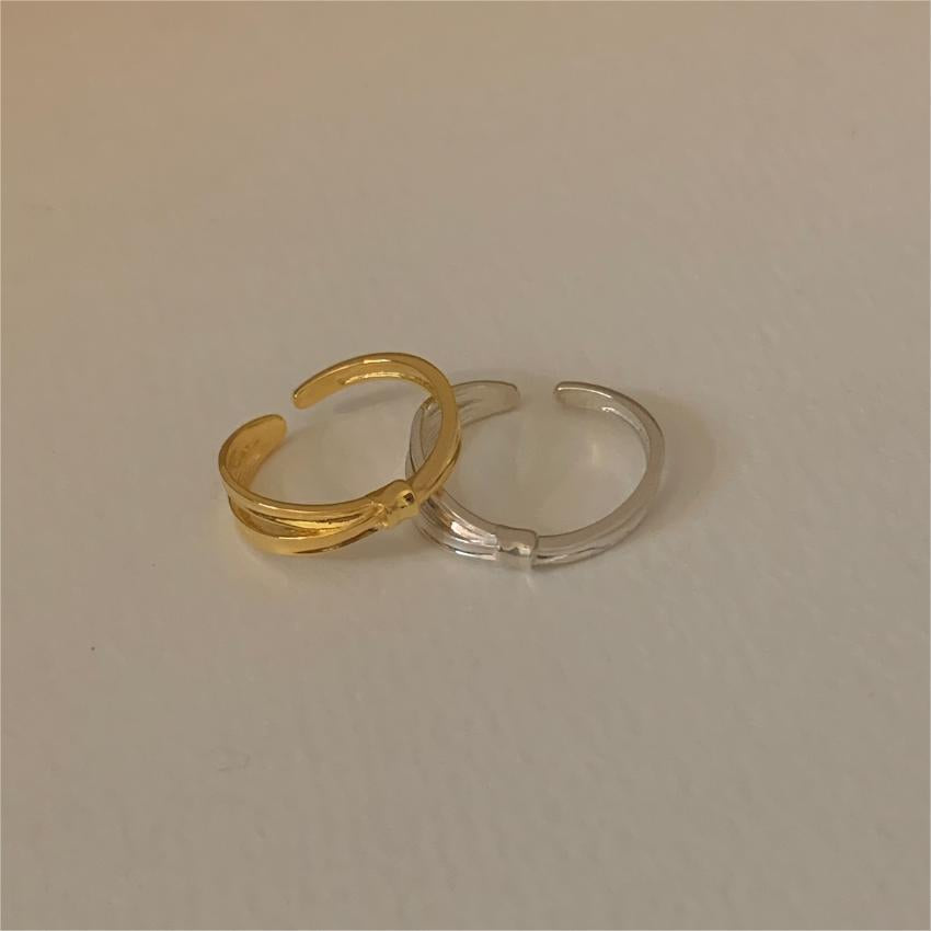 Minimalist Sweet 925 Sterling Silver Bamboo Section Geometric Open Ring for Women