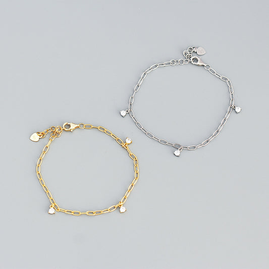 Bracciale da donna placcato in argento sterling 925, design geometrico minimalista e dolce con intarsio di diamanti