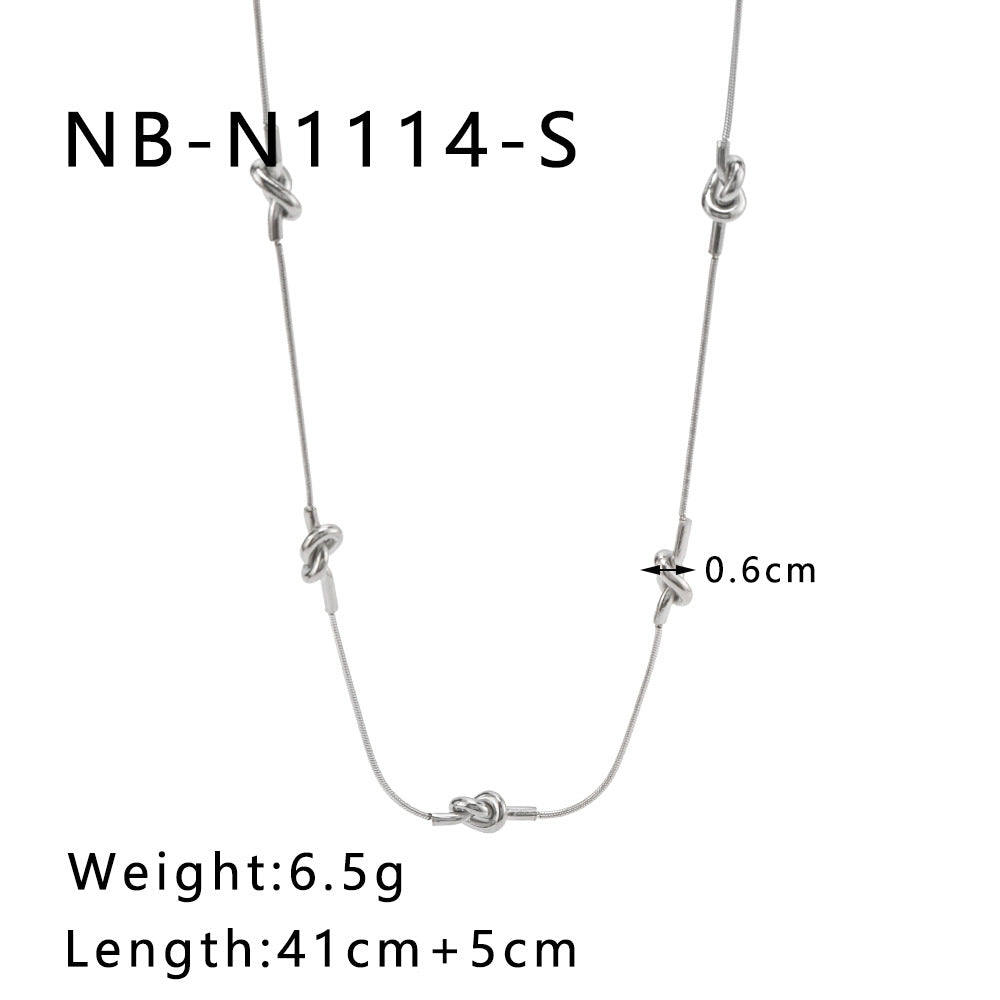 Asymmetrical Geometric Knot Stainless Steel Necklace with 18K Gold Plating for Women
