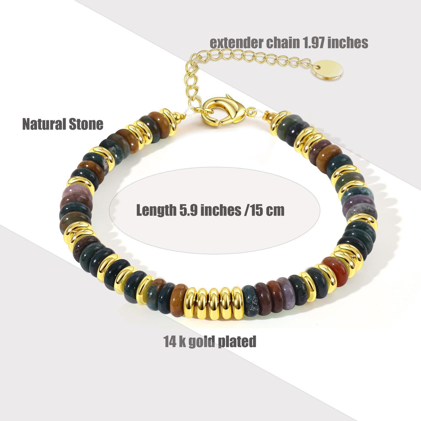 Colorful Natural Stone Crystal Beaded Bracelet with Floral Pattern for Unisex