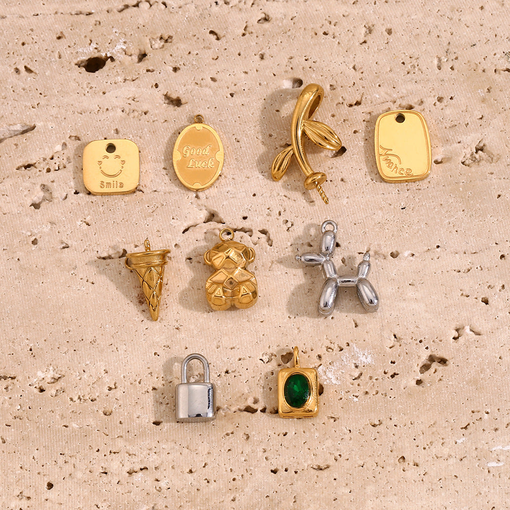 Colgante de Oso Geométrico Minimalista de Acero Inoxidable con Baño de Oro de 18K para Fabricación de Joyas DIY