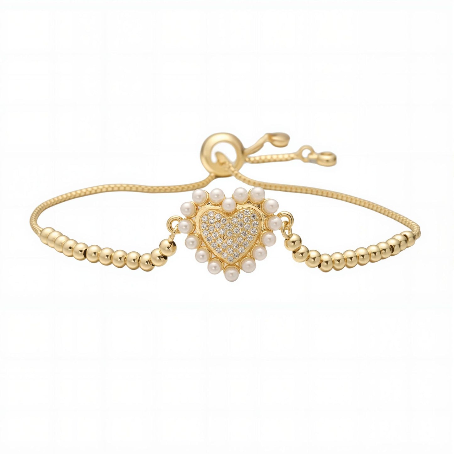 Minimalist Heart-Shaped Copper Bracelet with 18K Gold Plating and Zircon Accents for Women
