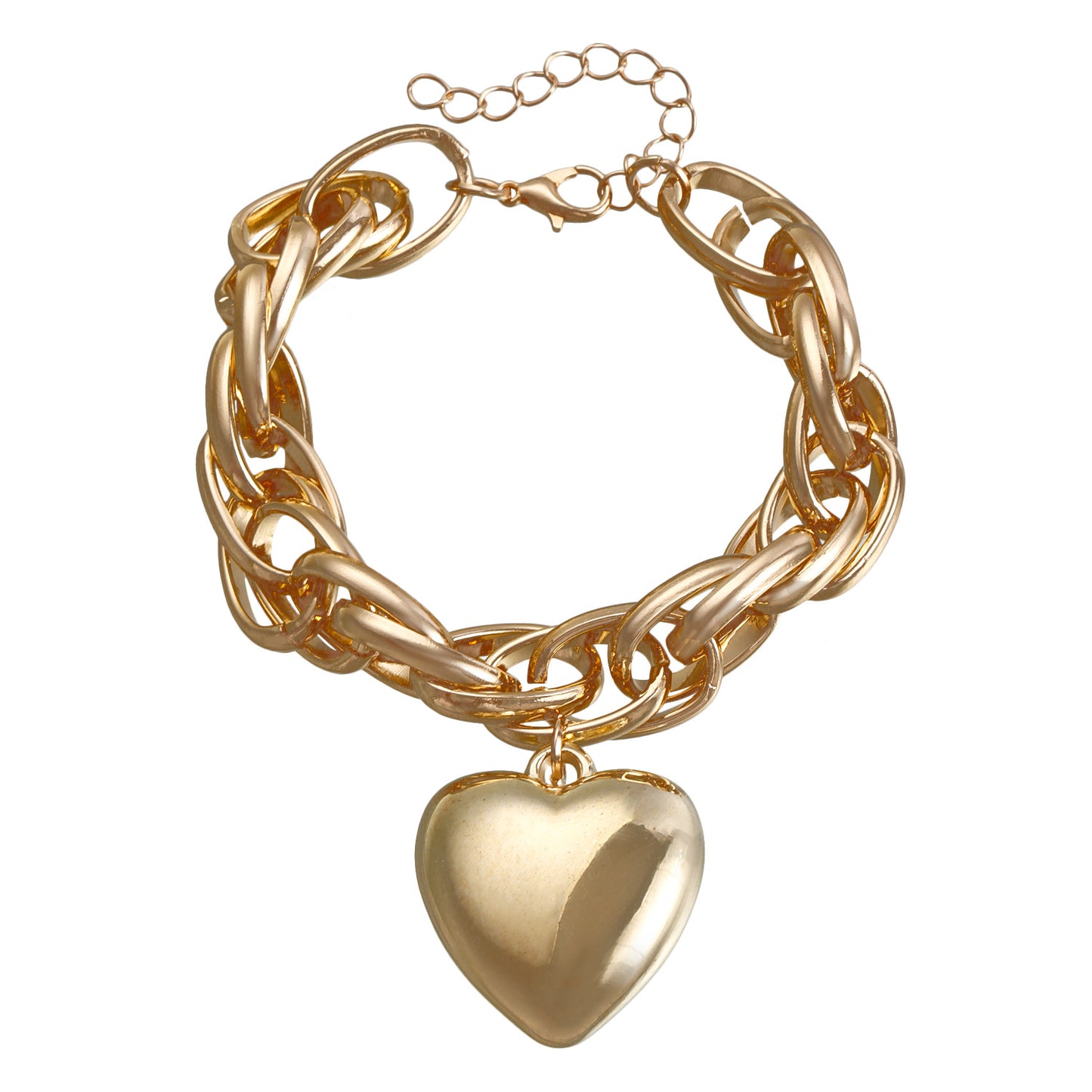 Minimalist Hollow-Out Oversized O-Link Necklace with Large Heart Pendant for Women