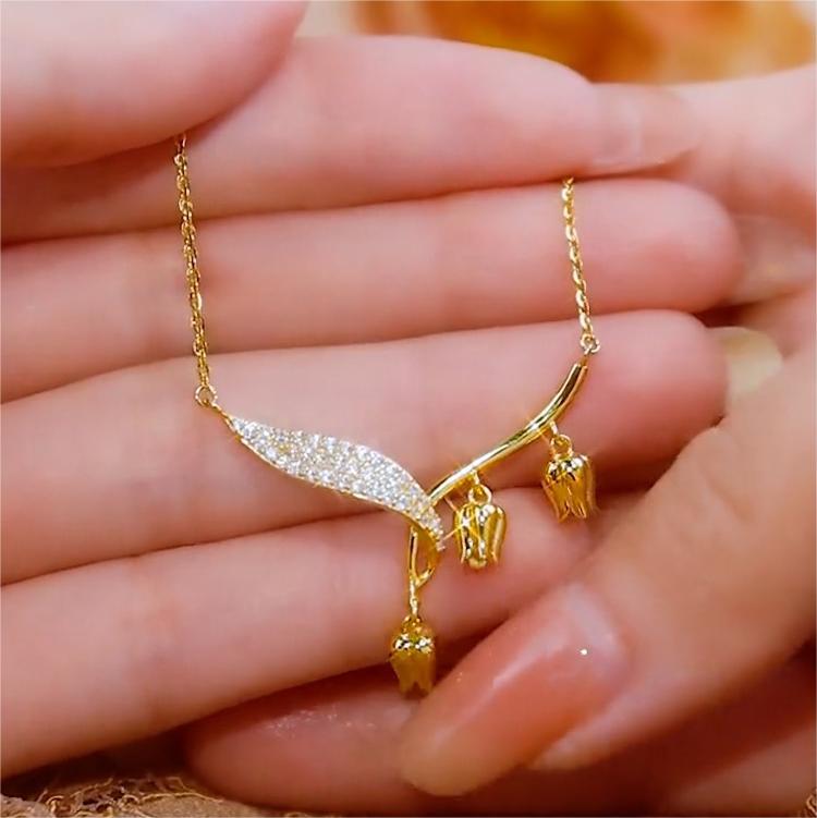 Elegant Orchid Bell Flower Pendant Necklace in Titanium Steel with O-Chain for Women Minimalist Luxury Style