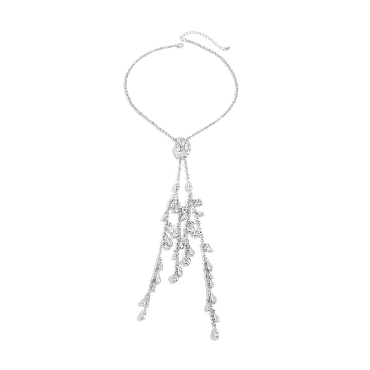 Collana a Y con Nappa da Donna a Goccia a Cuore Geometrico Vintage Placcata in Lega