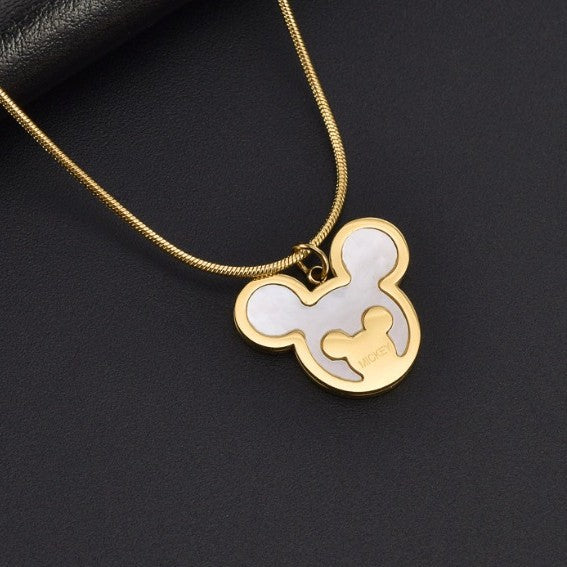 Collana Pendente Originale in Acciaio al Titanio a Forma di Testa di Topo Stile Animale con Placcatura e Catena a Serpente Unisex