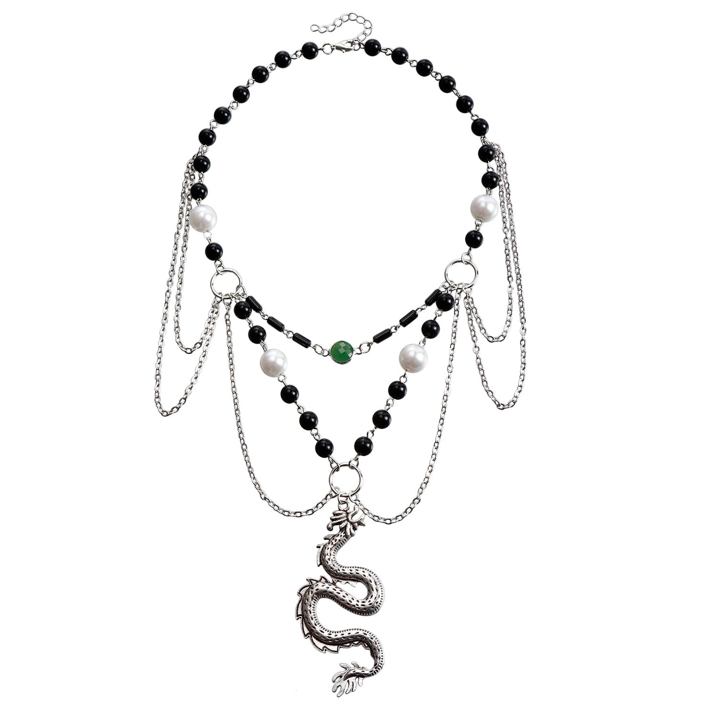 Vintage Twisted Dragon Pendant Necklace for Women Geometric Metal Sweater Chain with Plated Finish
