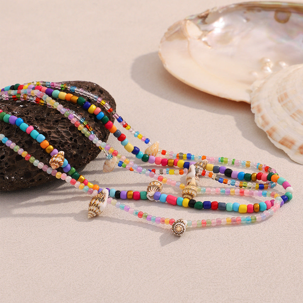 Fashionable Geometric Acrylic Seashell Necklace in Jelly Colors with Stainless Steel Base and 18K Gold Plating for Women