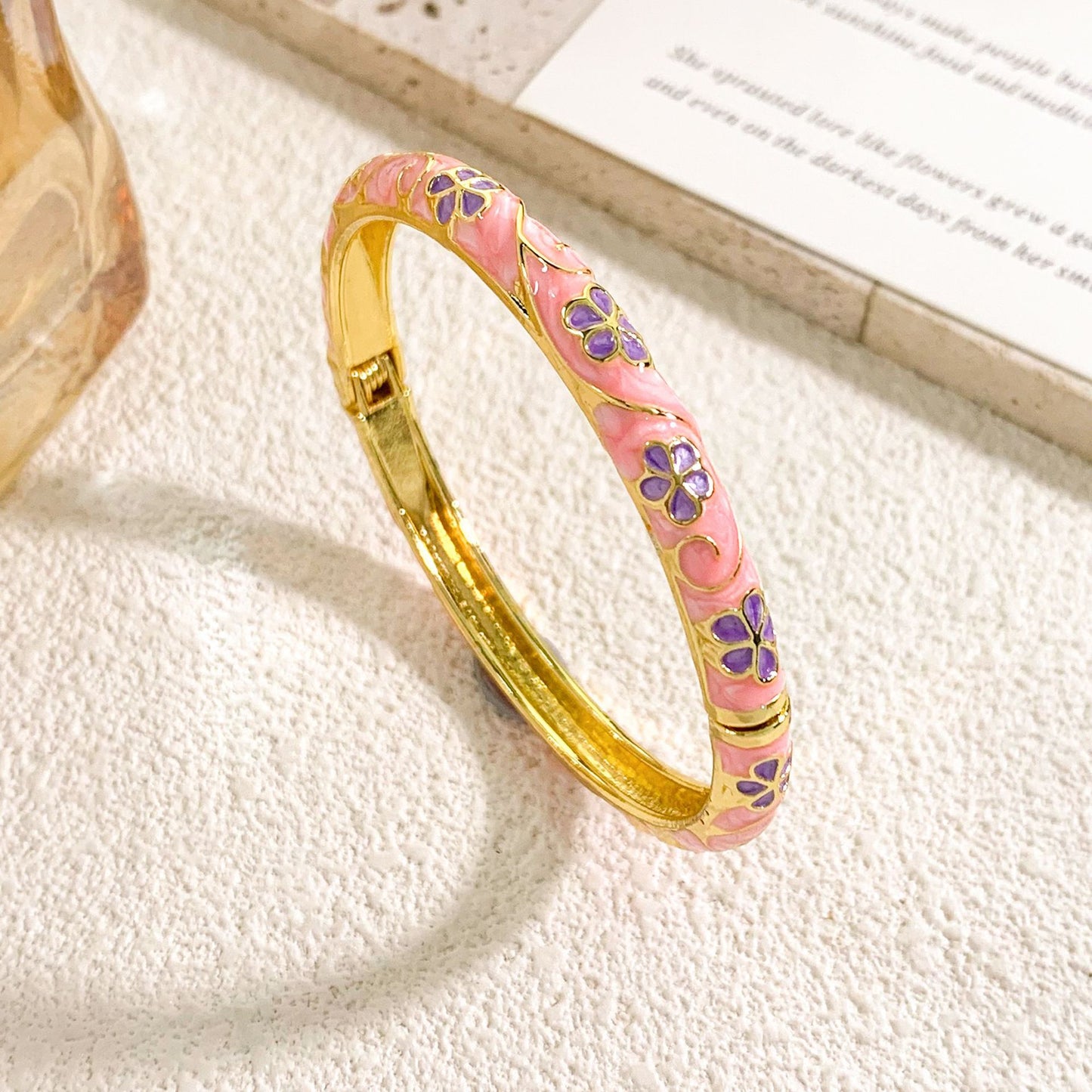 Bracciale rigido in lega smaltata di lusso vintage, design geometrico rotondo ovale, gioielli alla moda