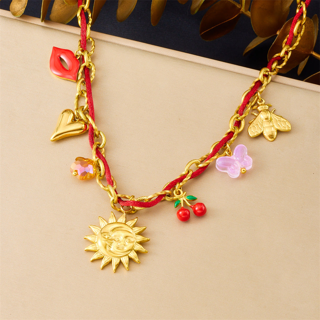 Sweet Gold Plated Heart Stainless Steel Necklace for Women