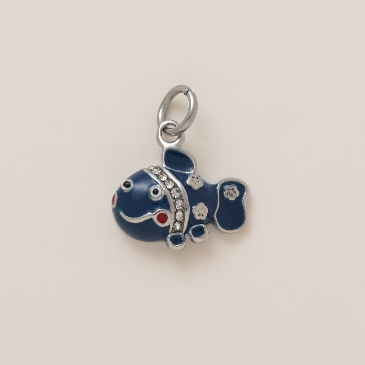 Sweet Drip Oil PVD Gold Plated Brass Stainless Steel Animal Charm Bar with Rhinestone for Women