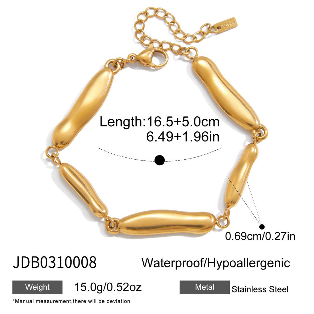 Bracciale da donna in acciaio inossidabile placcato geometrico