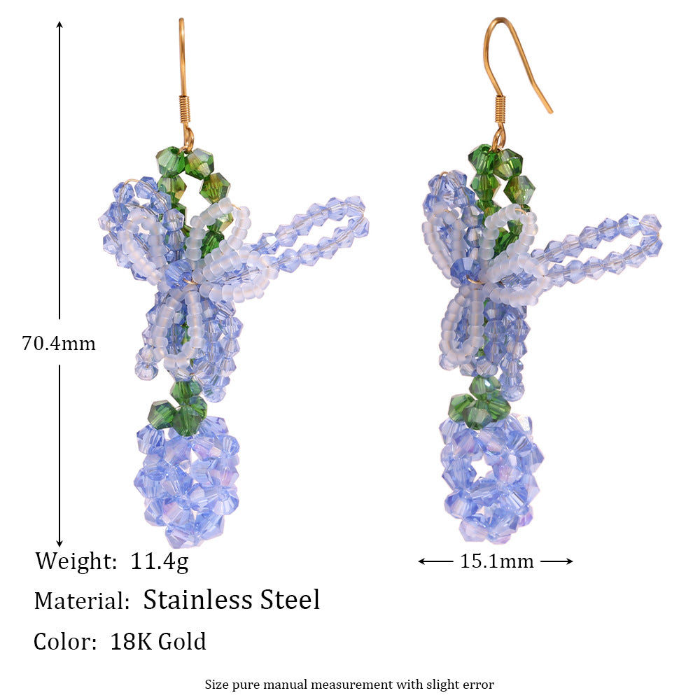 Fashionable Summer Fresh Bowknot Pineapple Stud Earrings for Women in Stainless Steel with 18K Gold Plating