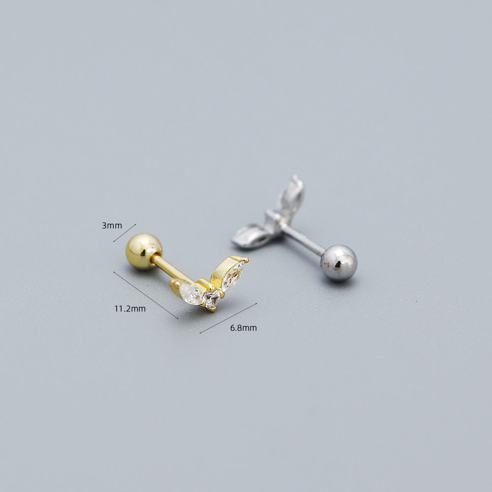 Eleganti Orecchini a Cerchio Geometrici da Lavoro in Argento Sterling 925 Placcato con Zirconi Cubici e Design a Linee Astratte