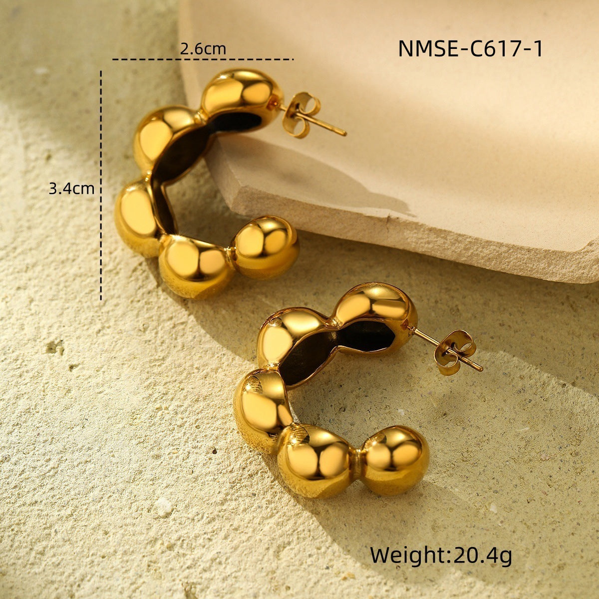 Pendientes de Aro Minimalistas Geométricos en Forma de C de Acero Inoxidable con Baño de Oro de 18K para Mujer
