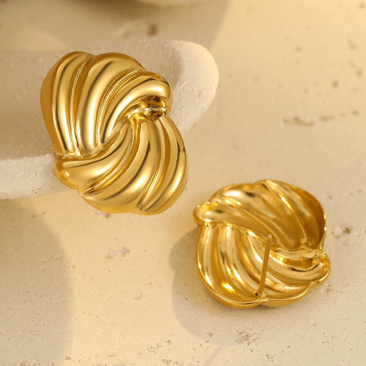 Minimalist Geometric Stainless Steel Earrings with Vacuum Plating for Women