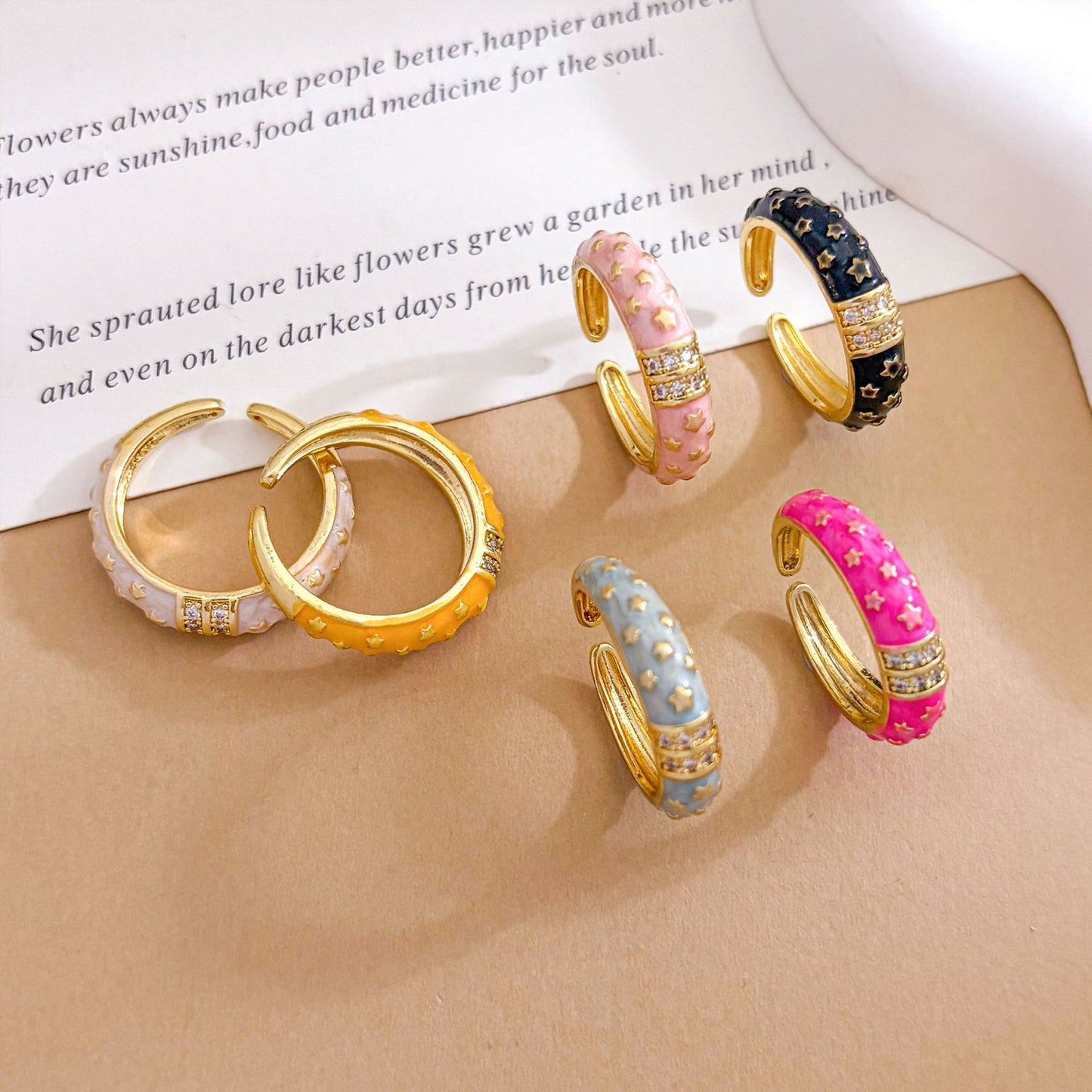 Sweet Minimalist Star Gold Plated Brass Ring for Women