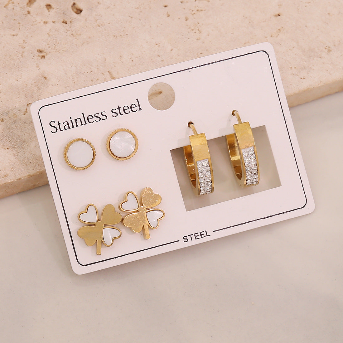 Fashionable Heart and Star Shaped Stainless Steel Earrings with Plating Finish for Women