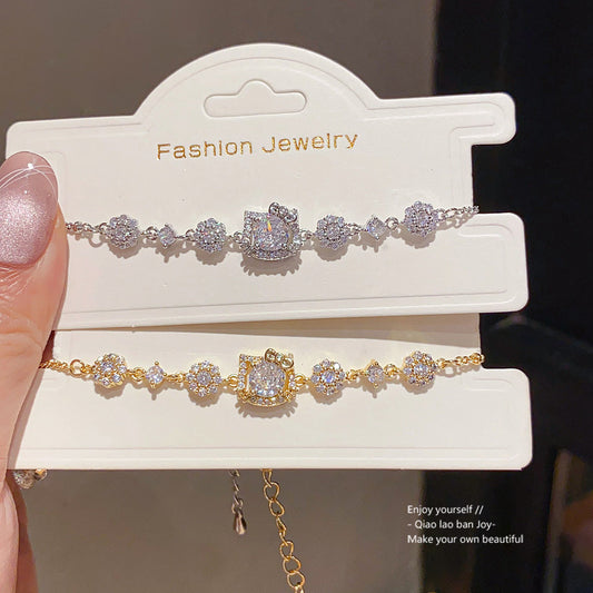 18K Gold Plated Cubic Zirconia Cat Animal Brass Bracelet Vintage Luxury Elegant Women's Jewelry