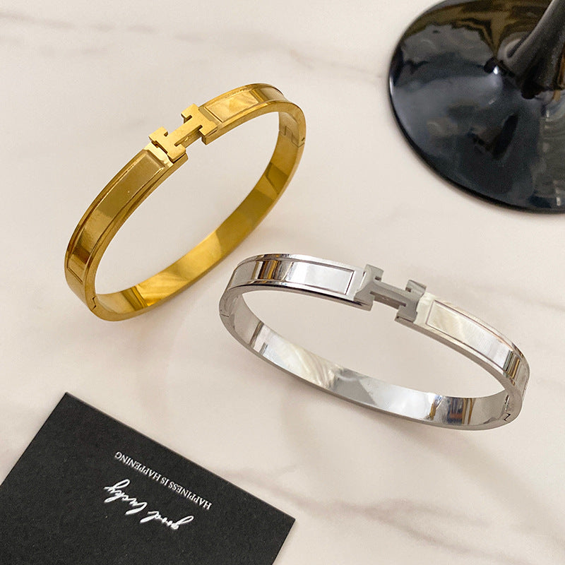 Letter Titanium Steel Plated Bracelet for Women