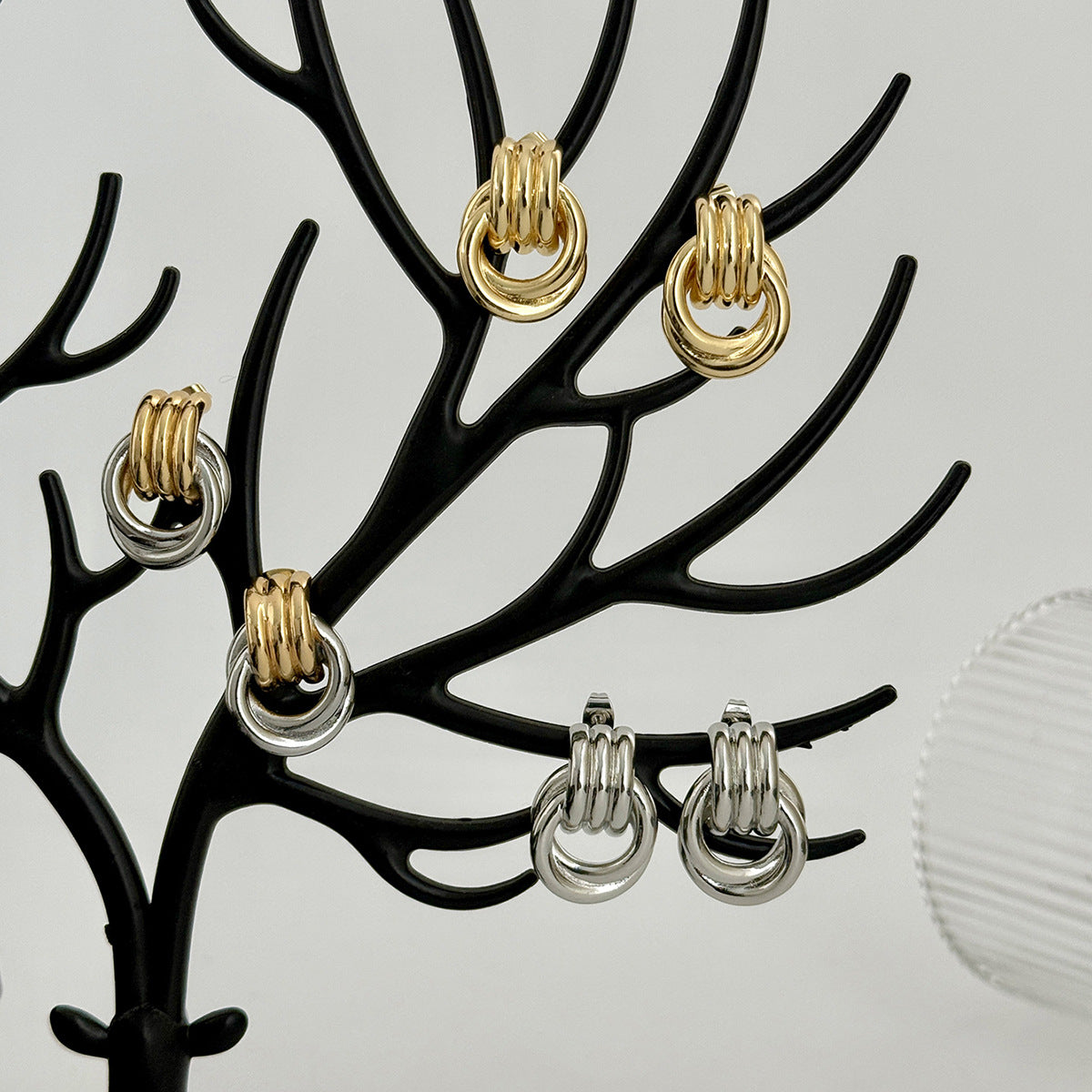 Minimalist 18K Gold Plated Stainless Steel Double Circle Geometric Earrings for Women