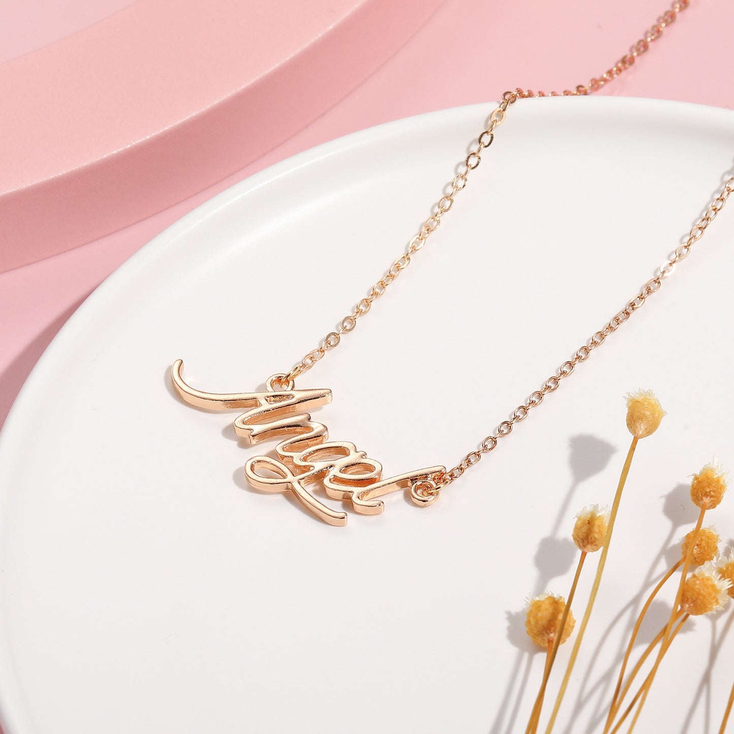 Collana con ciondolo alfabeto minimalista per bambini, catena in lega con finitura placcata, gioielli regolabili per clavicola