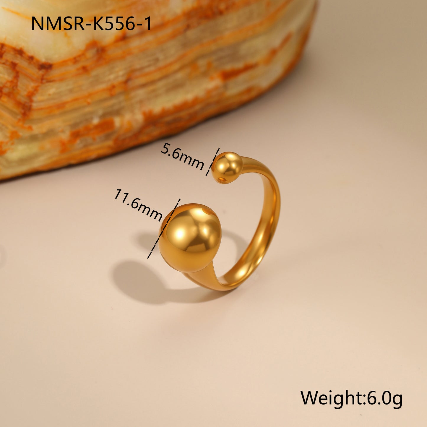 Minimalist Stainless Steel Star-Shaped Geometric Open Ring with 18K Gold Plating for Women