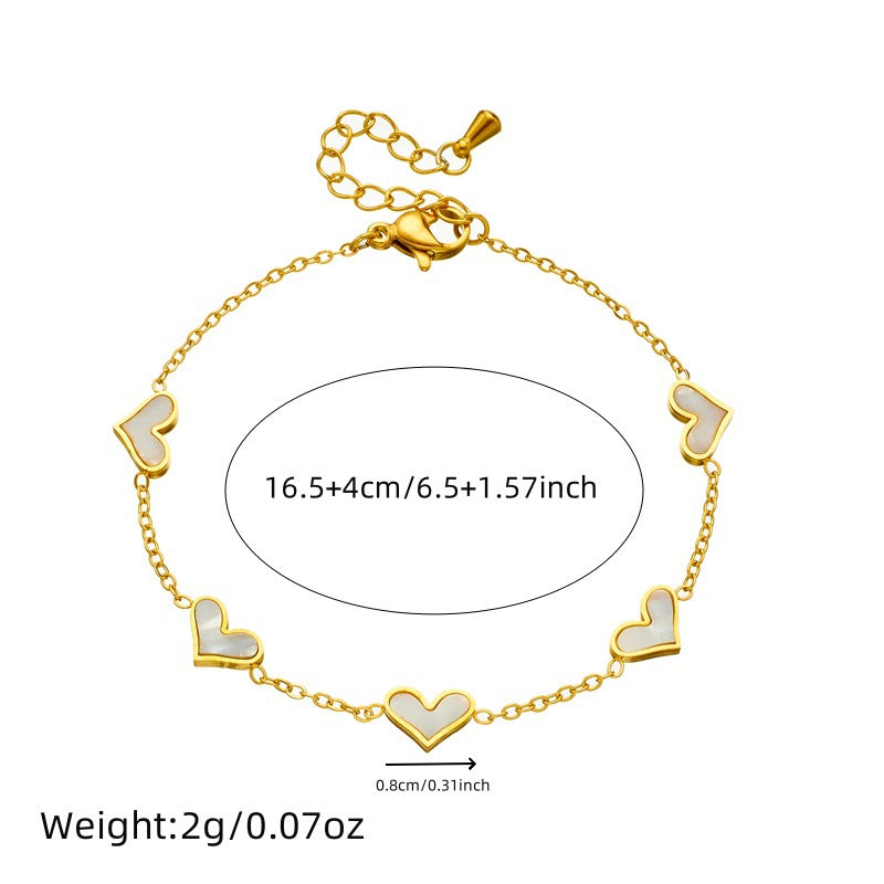 Set Collana Orecchini Bracciale a Cuore in Acciaio Inossidabile Placcato Minimalista
