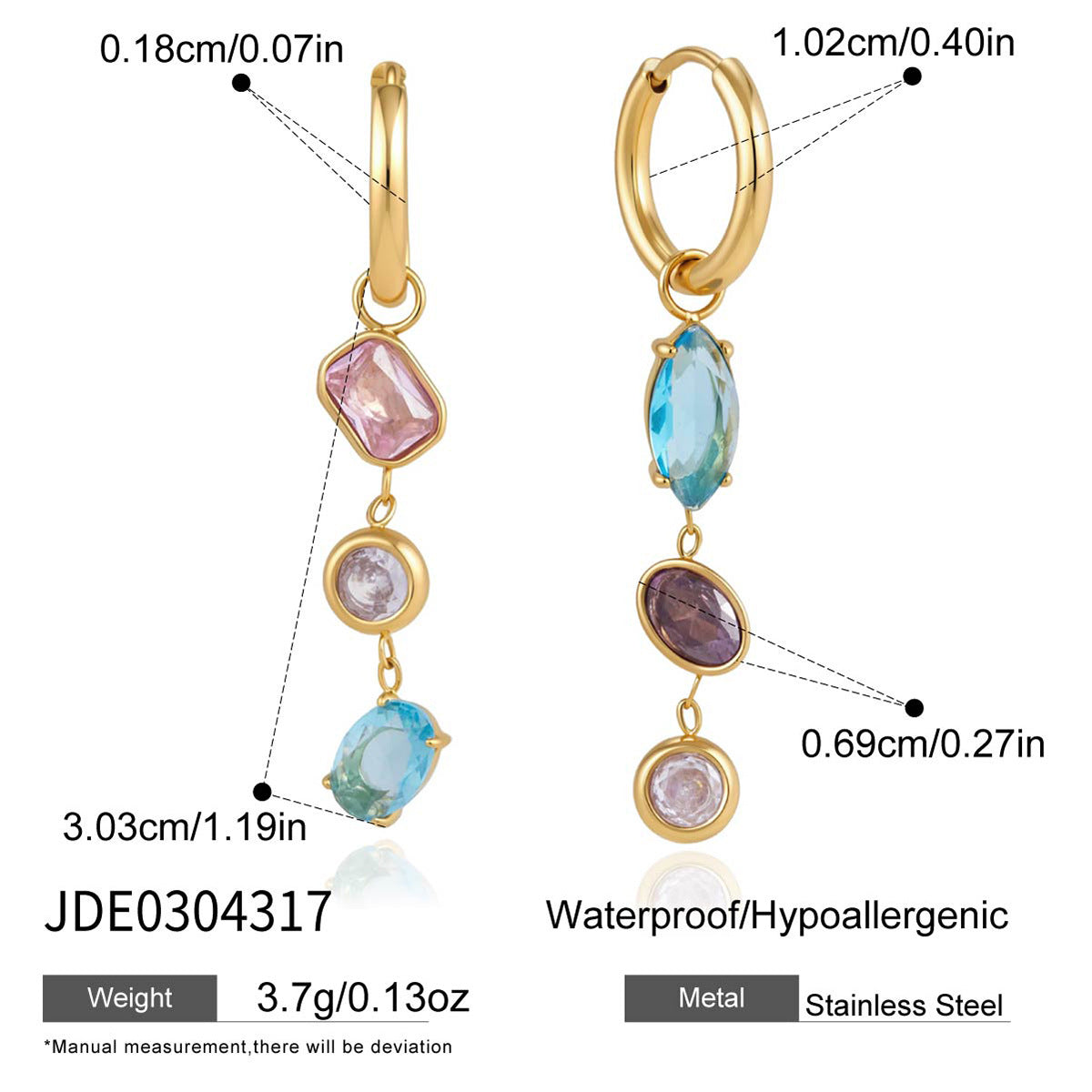 Elegant Geometric Stainless Steel Plated Cubic Zirconia Tassel Earrings for Women